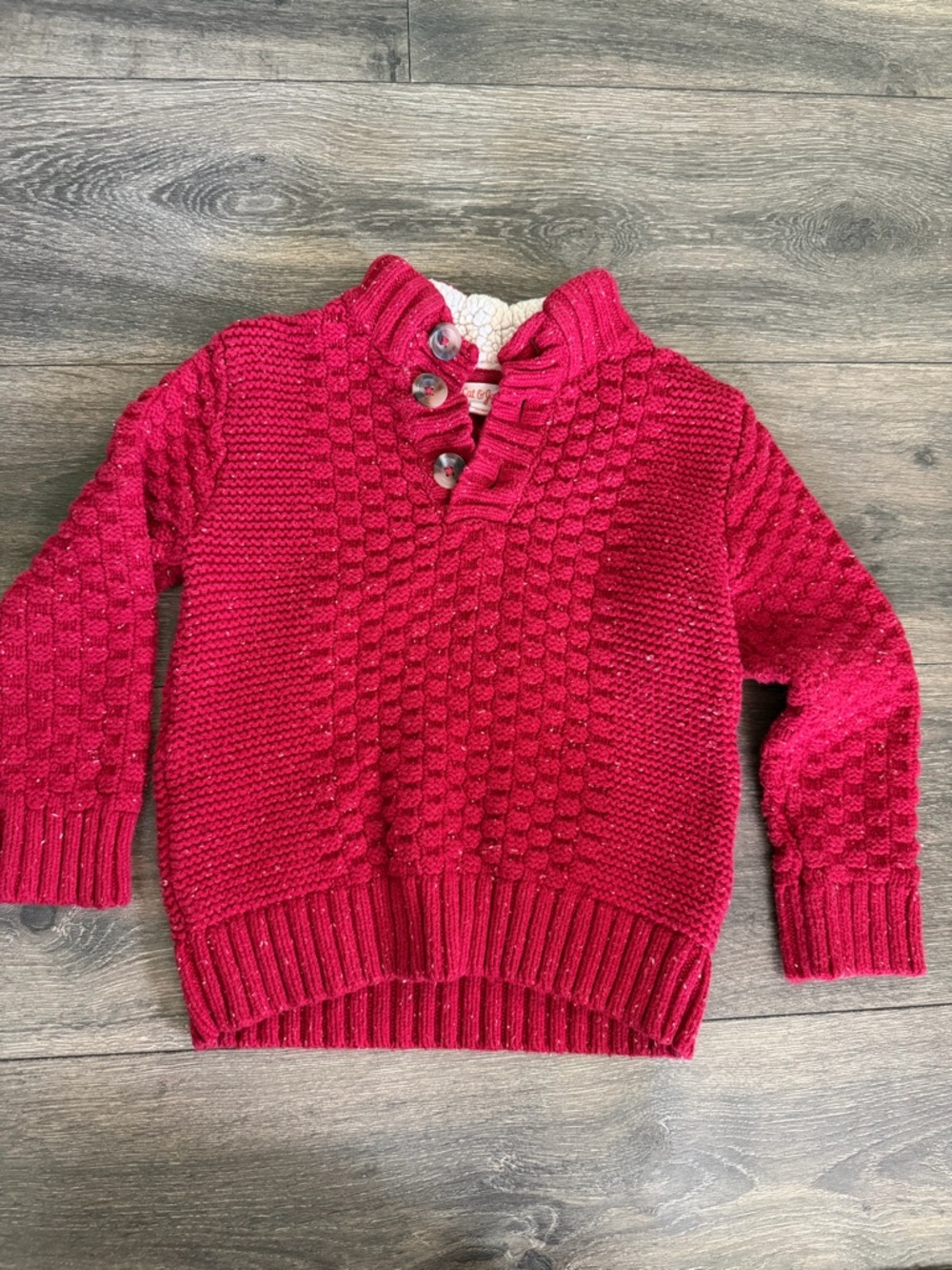 Sz 4t Cozy Button-Front Red Knit Toddler Sweater